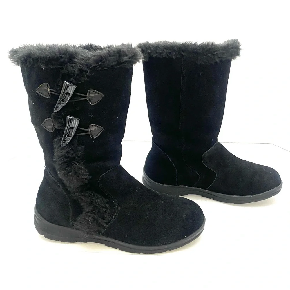 White Mountain Women's Black Suede Cozy Winter Boot